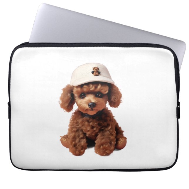 Housse Pour Ordinateur Portable Dossier Caniche Tasse à Thé Blanche (Devant)