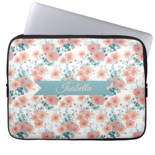 Housse Pour Ordinateur Portable Douce Florale Rose Pâle de Printemps Personnalisée