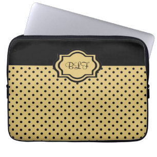 Housse Pour Ordinateur Portable douille chic d'ipad, kakki/monogramme noir de