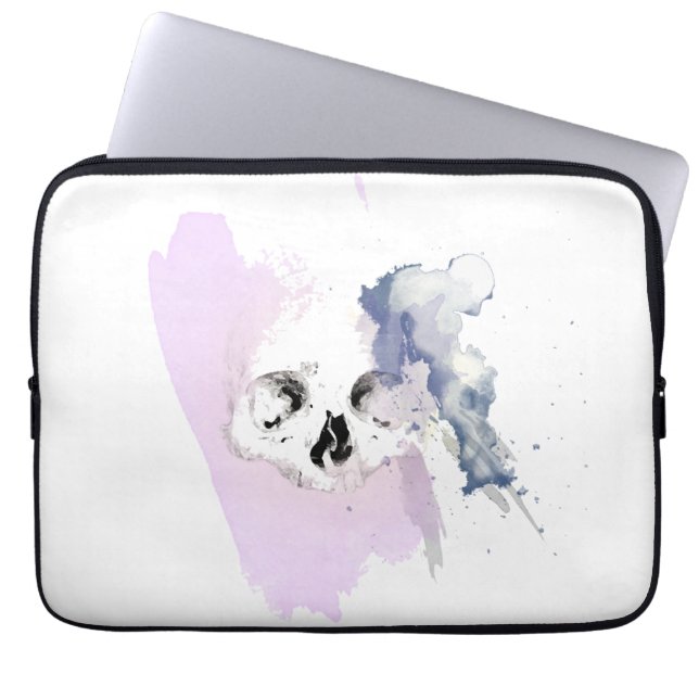 Housse Pour Ordinateur Portable Douille de crâne d'aquarelle (Devant)