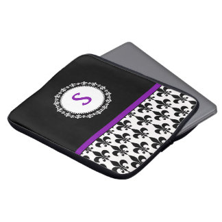 Housse Pour Ordinateur Portable Douille pourpre de Monogrammed Fleur de Lis Laptop