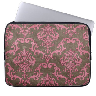Housse Pour Ordinateur Portable Douille rose Brown à la mode et de mod de damass