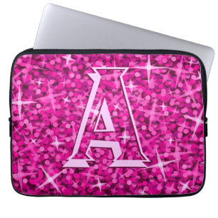 Housse Pour Ordinateur Portable Douille rose d'ordinateur portable de "monogramme"