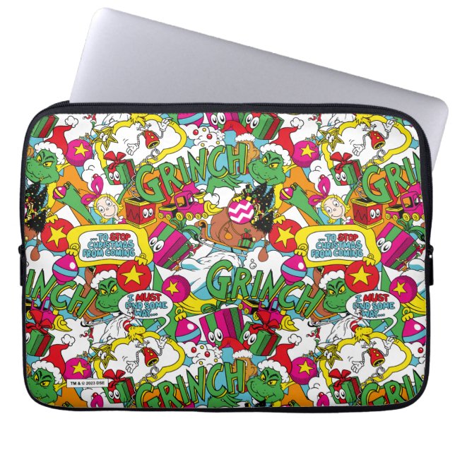 Housse Pour Ordinateur Portable Dr Seuss | Motif coloré Grinch (Devant)