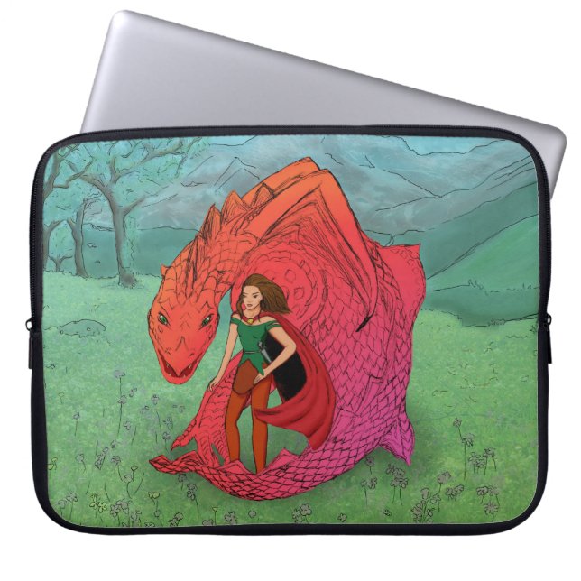 Housse Pour Ordinateur Portable Dragon Bébé Rouge (Devant)