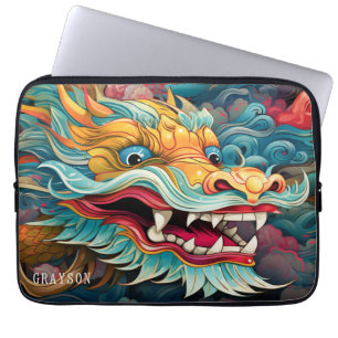 Housse Pour Ordinateur Portable Dragon coloré Nom personnalisé moderne