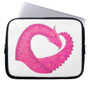 Housse Pour Ordinateur Portable Dragon de coeur rose chaud sur blanc
