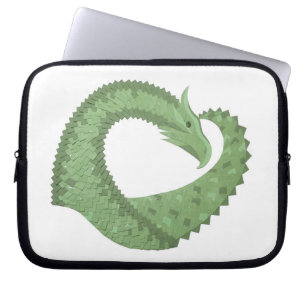 Housse Pour Ordinateur Portable Dragon de coeur vert olive blanc