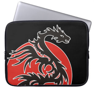 Housse Pour Ordinateur Portable Dragon Sun - noir rouge blanc + vos idées