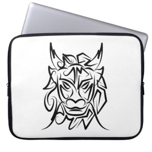 Housse Pour Ordinateur Portable Dragon tribal noir et blanc