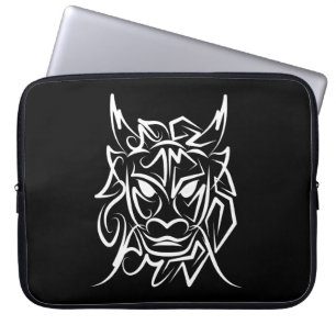 Housse Pour Ordinateur Portable Dragon tribal noir et blanc