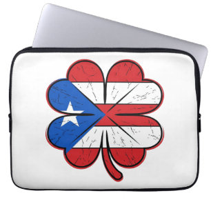 Housse Pour Ordinateur Portable Drapeau à trèfle de Porto Rico Gravure vintage vec