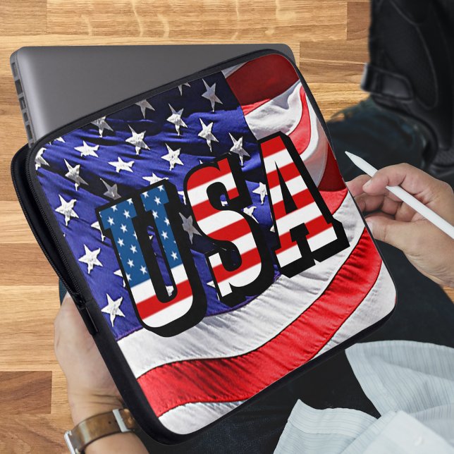 Housse Pour Ordinateur Portable Drapeau américain (USA - American Flag Laptop Sleeve)