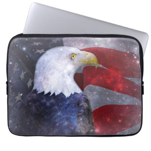 Housse Pour Ordinateur Portable Drapeau américain avec aigle chauve