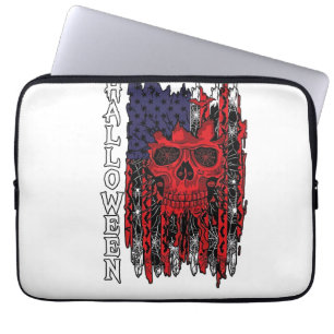 Housse Pour Ordinateur Portable Drapeau américain crâne rouge Halloween Toiles d'a