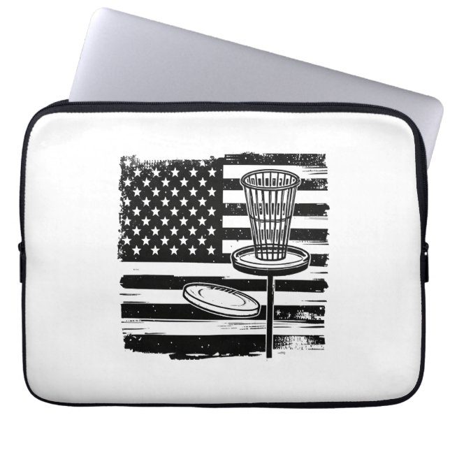 Housse Pour Ordinateur Portable Drapeau américain de Disk Golf (Devant)