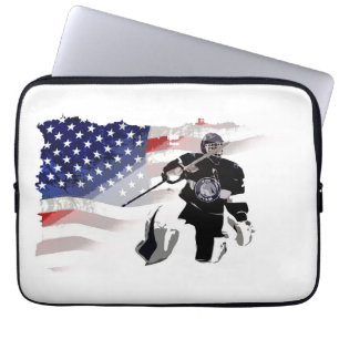 Housse Pour Ordinateur Portable Drapeau américain de hockey