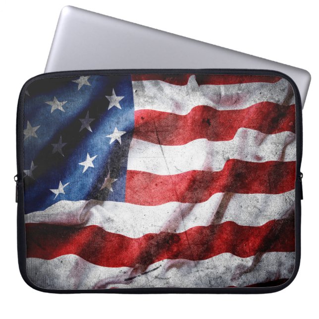 Housse Pour Ordinateur Portable Drapeau américain Grunge (Devant)