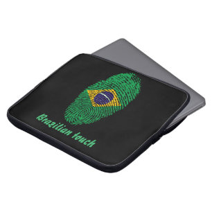 Housse Pour Ordinateur Portable Drapeau brésilien d'empreinte digitale de contact