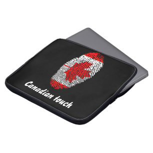 Housse Pour Ordinateur Portable Drapeau canadien d'empreinte digitale de contact