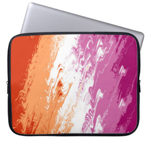 Housse Pour Ordinateur Portable Drapeau de fierté lesbienne abstrait trippy ondulé