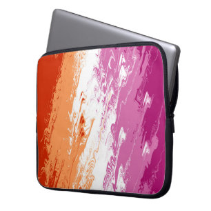 Housse Pour Ordinateur Portable Drapeau de fierté lesbienne abstrait trippy ondulé
