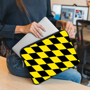 Housse Pour Ordinateur Portable Drapeau diamant de Bavière noire et jaune Motif