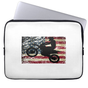 Housse Pour Ordinateur Portable Drapeau Dirt Vélo USA Drapeau T-Shirt Motocross Dr