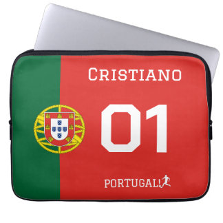 Housse Pour Ordinateur Portable Drapeau du Portugal Nom d'équipe personnalisé et n
