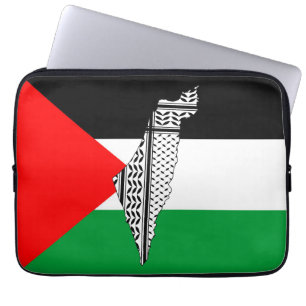Housse Pour Ordinateur Portable Drapeau et carte de la Palestine avec motif Keffiy
