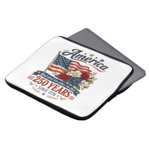 Housse Pour Ordinateur Portable Drapeau floral 250 ans d'Amérique