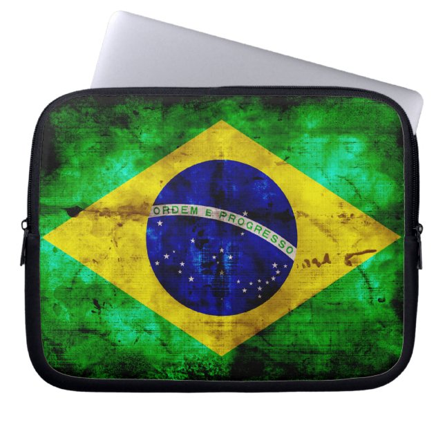 Housse Pour Ordinateur Portable Drapeau patiné Brésil (Devant)