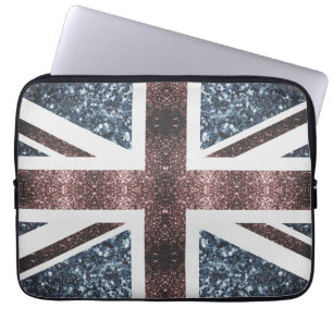 Housse Pour Ordinateur Portable Drapeau rustique UK rouge bleu étincelants parties