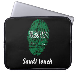 Housse Pour Ordinateur Portable Drapeau saoudien d'empreinte digitale de contact