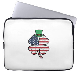 Housse Pour Ordinateur Portable Drapeau Shamrock Vintage Fête de la Saint-Patrick