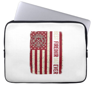 Housse Pour Ordinateur Portable Drapeau vertical vintage papa pompier