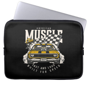 Housse Pour Ordinateur Portable Drapeau vintage American Muscle Car Racing