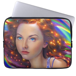Housse Pour Ordinateur Portable Dreamy Girl with Rainbow Lights