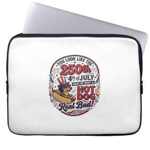 Housse Pour Ordinateur Portable Drôle 250e 4 juillet Hot Dog Dachshund