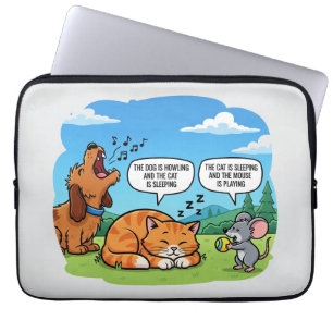 Housse Pour Ordinateur Portable Drôle Cartoon Chien, Chat et souris