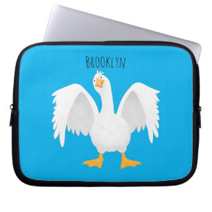 Housse Pour Ordinateur Portable Drôle curieuse dessin animé d'oie domestique