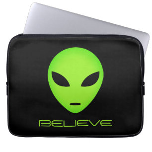 Housse Pour Ordinateur Portable Drôle dessin humoristique alien vert personnalisé