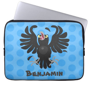 Housse Pour Ordinateur Portable Drôle fou corbeau dessin animé de corbeau de corne
