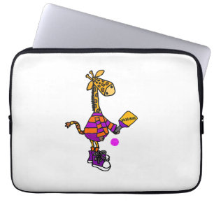 Housse Pour Ordinateur Portable Drôle Giraffe Jouer Pickleball