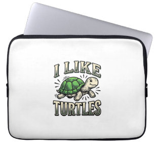 Housse Pour Ordinateur Portable Drôle J'aime les Tortues Vintage T-shirt de Tortue