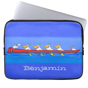Housse Pour Ordinateur Portable Drôle pélicans rameurs dessin animé