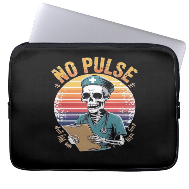 Housse Pour Ordinateur Portable Drôle Skeleton Nurse No Pulse Design - Humour fonc (Devant)