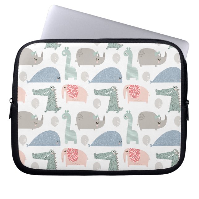 Housse Pour Ordinateur Portable Drôle Visage mignon Doodle Motif animal (Devant)