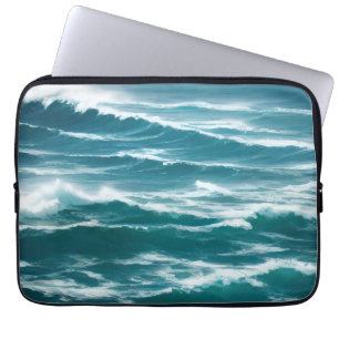 Housse Pour Ordinateur Portable Eaux dures Vagues océaniques Turquoise