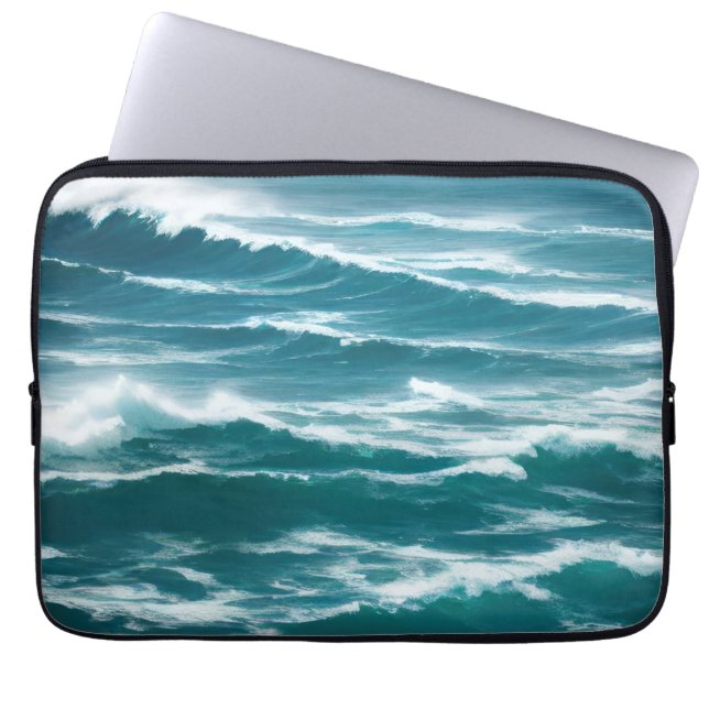 Housse Pour Ordinateur Portable Eaux dures Vagues océaniques Turquoise (Devant)